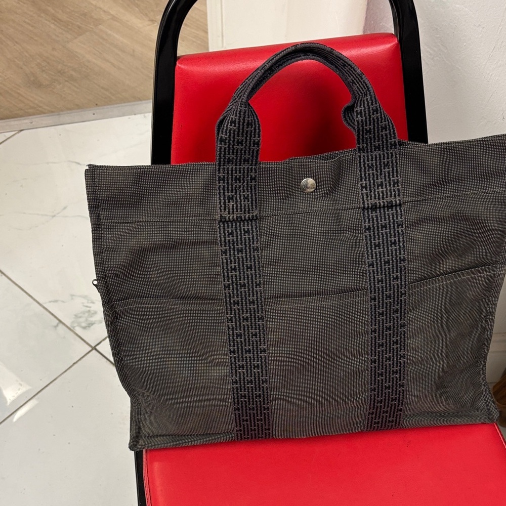 Hermes Black and White Checkered Tote